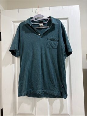 Patagonia Men's Medium Teal Short-Sleeve Polo Shirt with Pocket Organic Cotton